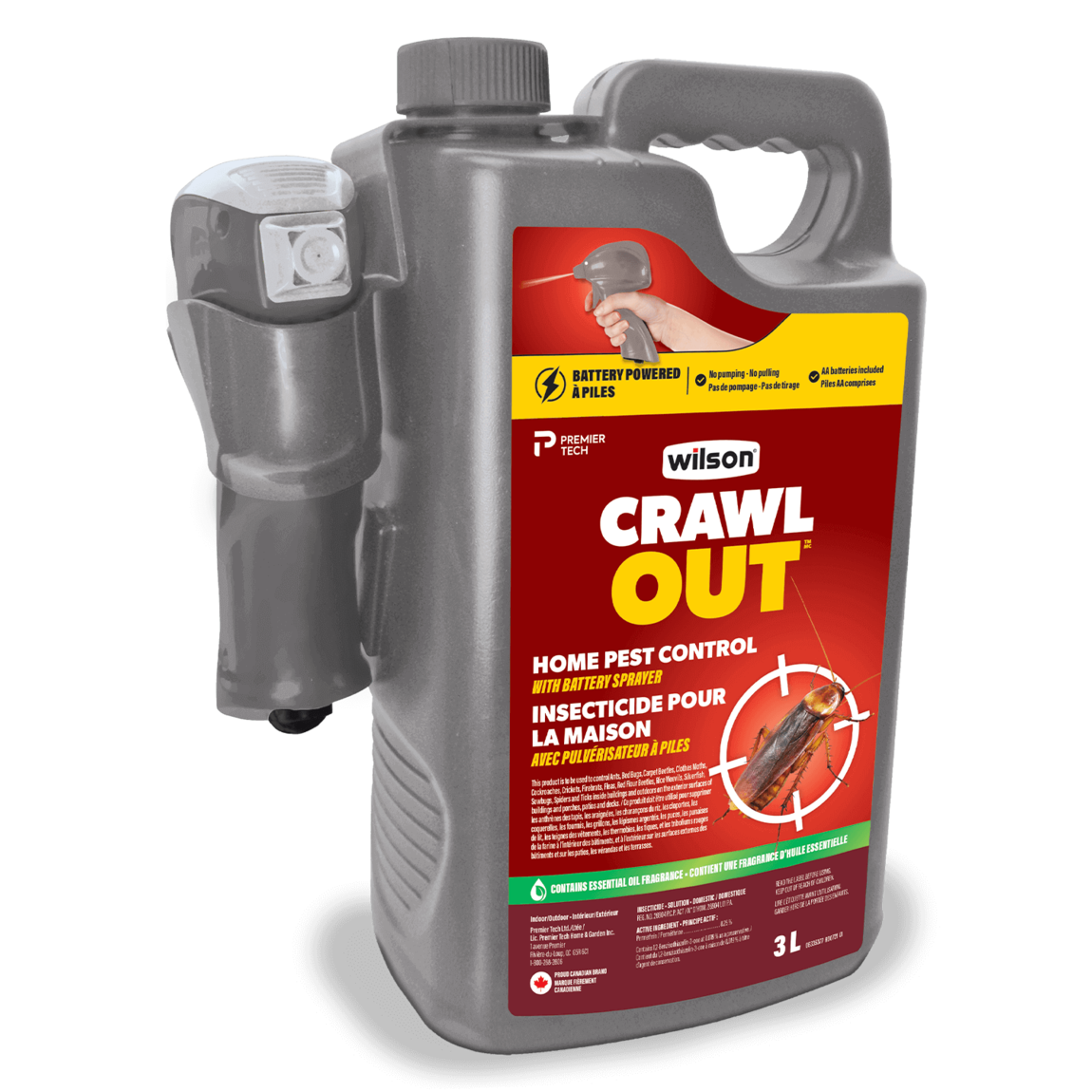 Insecticide pour la maison avec pulvérisateur à piles CRAWL OUT de Wilson