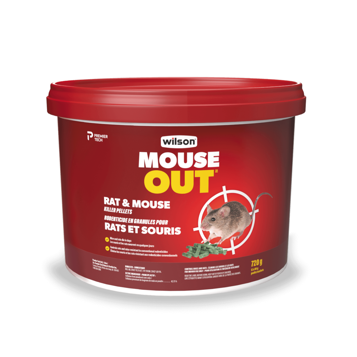 Wilson MOUSE OUT Rat & Mouse Killer Pellets kill mice and rats through dehydration