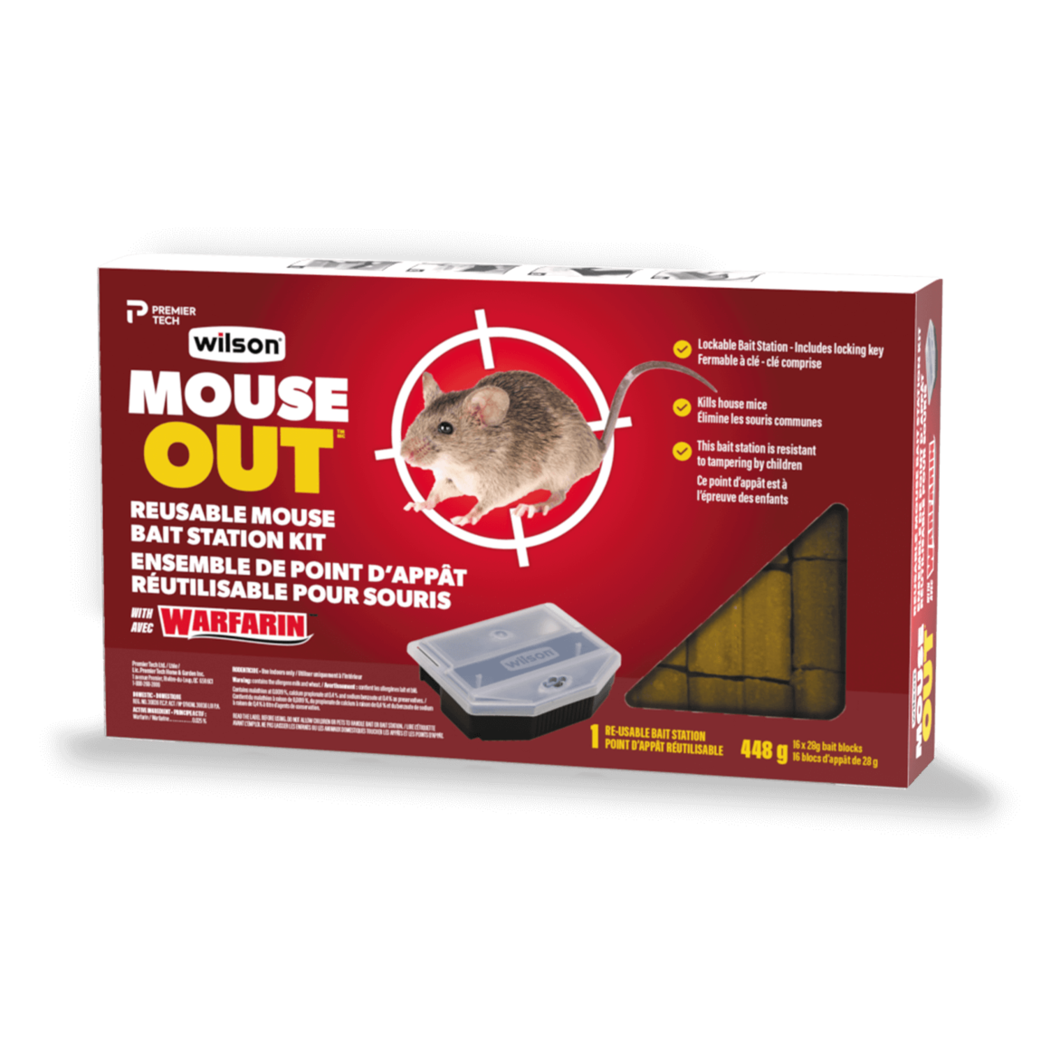 Point d'appât réutilisable pour souris avec Warfarine MOUSE OUT™ de Wilson®