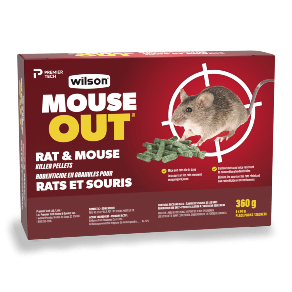 Rodenticide en granules pour rats et souris MOUSE OUT de Wilson