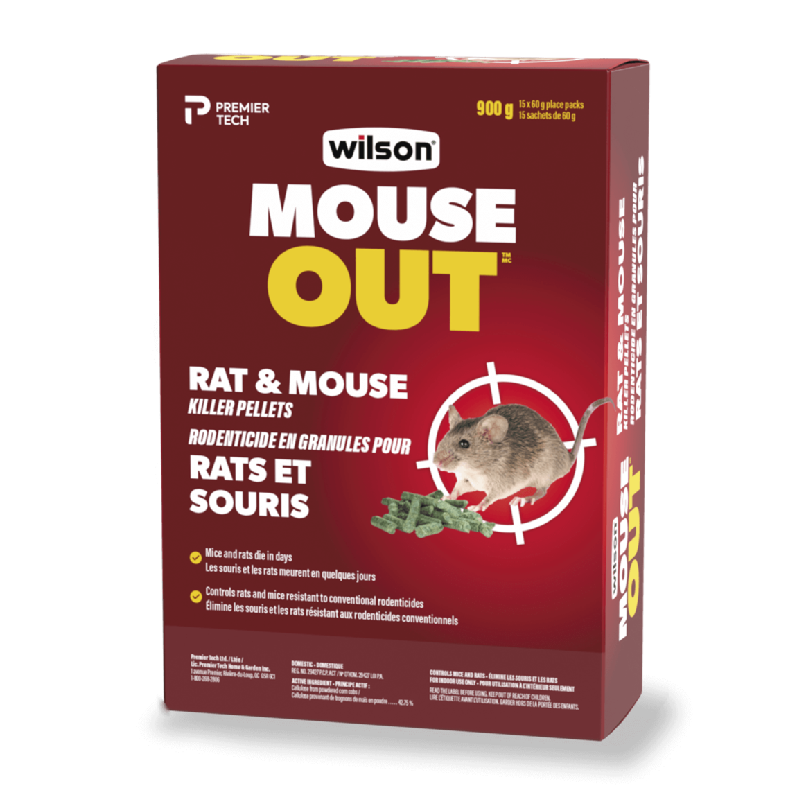Rodenticide en granules pour rats et souris MOUSE OUT de Wilson