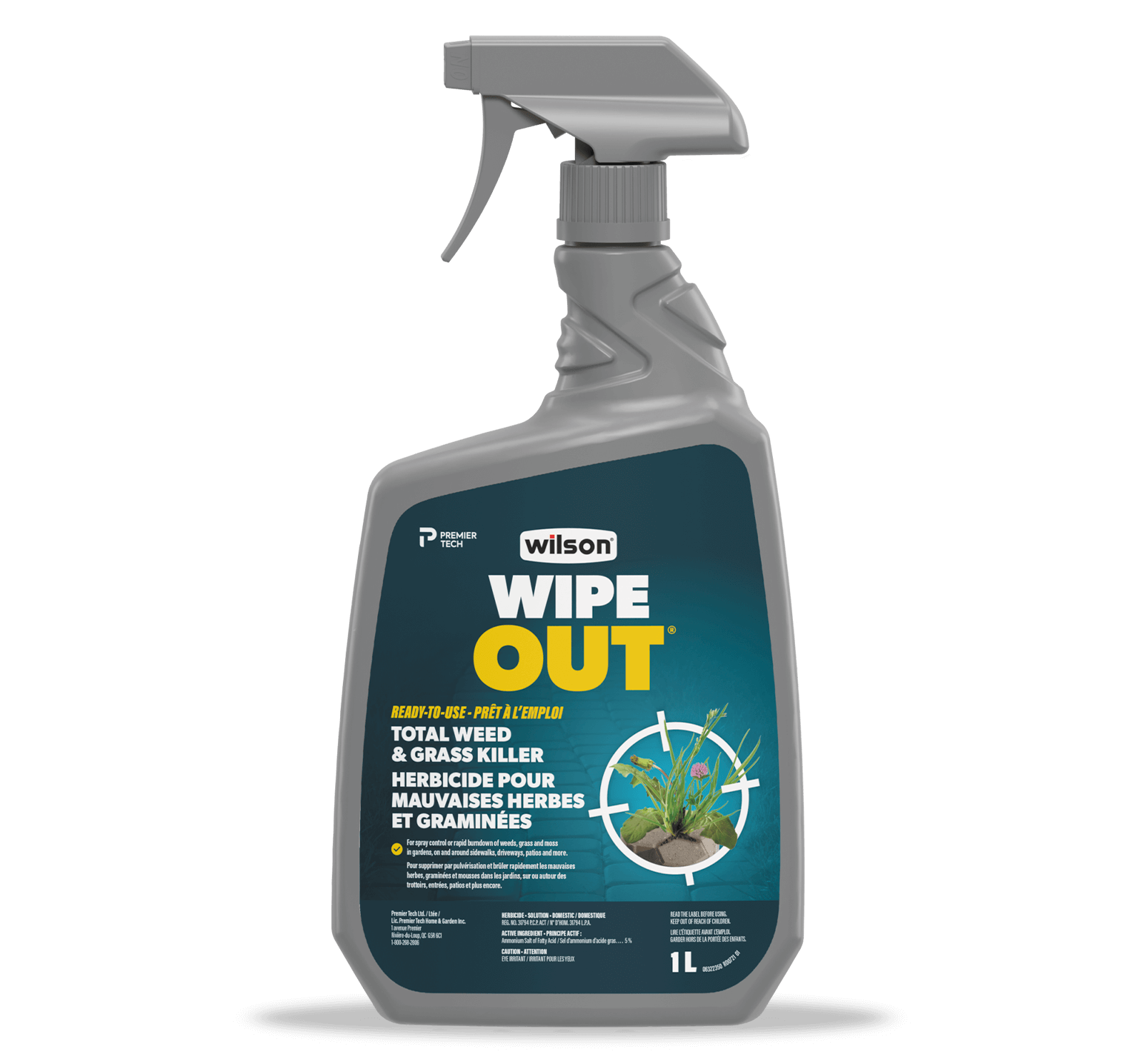 Use Wilson WIPE OUT Total Weed and Grass Killer Spray on patios and driveways